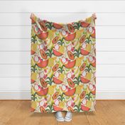 Tropical Fruits / Cream Background / Fruit Salad / Summer Colors