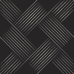 Contemporary Geometric Weave _ Creamy White_ Raisin Black _ Hand Drawn Stripe Diagonal