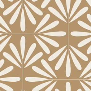 Geofloral | Creamy White, Lion Gold Mustard Yellow 02 | Art Deco Geometric Simple Floral Blender