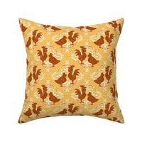 Rise & Shine Rooster & Hen - yellow, orange, brown