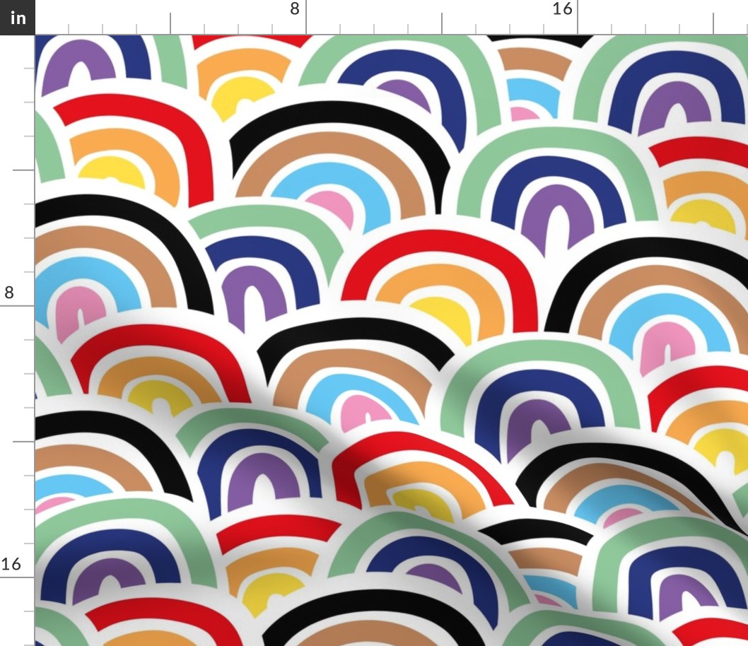 LGBTQIA+ pride queer rainbows - modernist style paper cut rainbow design for pride month LARGE wallpaper