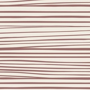 Hand Drawn Horizontal Stripes | Copper Rose Pink, Creamy White | Contemporary Stripe