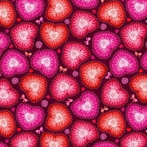Kitsch Ruffle Hearts // Raspberry - Small Scale