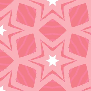 Pink and white star abstract / large scale