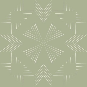 Mud Cloth _ Creamy White_ Light Sage Green _ Hand Drawn Boho Distressed Geometric Rustic Lines