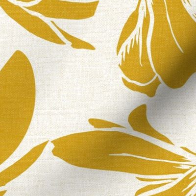 Magnolia Garden Floral - Textured Ivory and Golden Yellow Jumbo