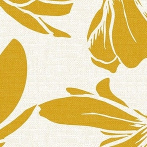 Magnolia Garden Floral - Textured Ivory and Golden Yellow Jumbo