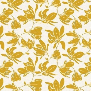 Magnolia Garden Floral - Textured Ivory and Golden Yellow Small