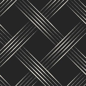 thin lined lattice _ creamy white_ raisin black _black and white elegant geometric trellis weave
