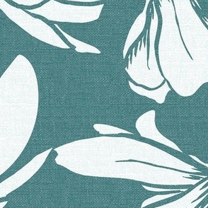 Magnolia Garden Floral - Textured Teal White Jumbo 