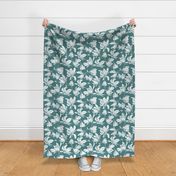 Magnolia Garden Floral - Textured Teal White Large 