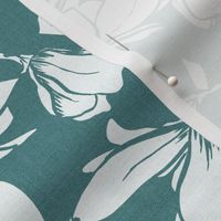 Magnolia Garden Floral - Textured Teal White Regular