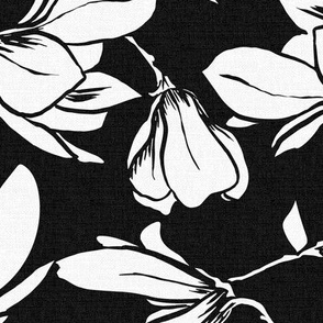 Magnolia Garden Floral - Textured Black and White Large