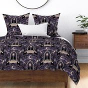 Witches cats visit haunted mansions and cemeteries at night - goth, witch, halloween, spooky, ghosts - purple - extra large