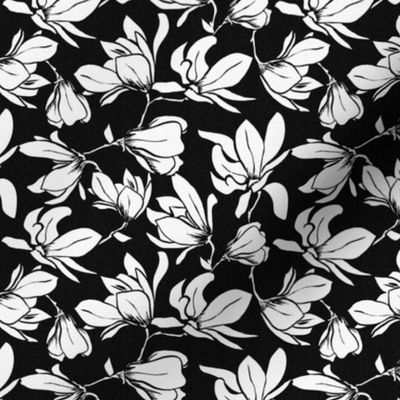 Magnolia Garden Floral - Textured Black and White Small
