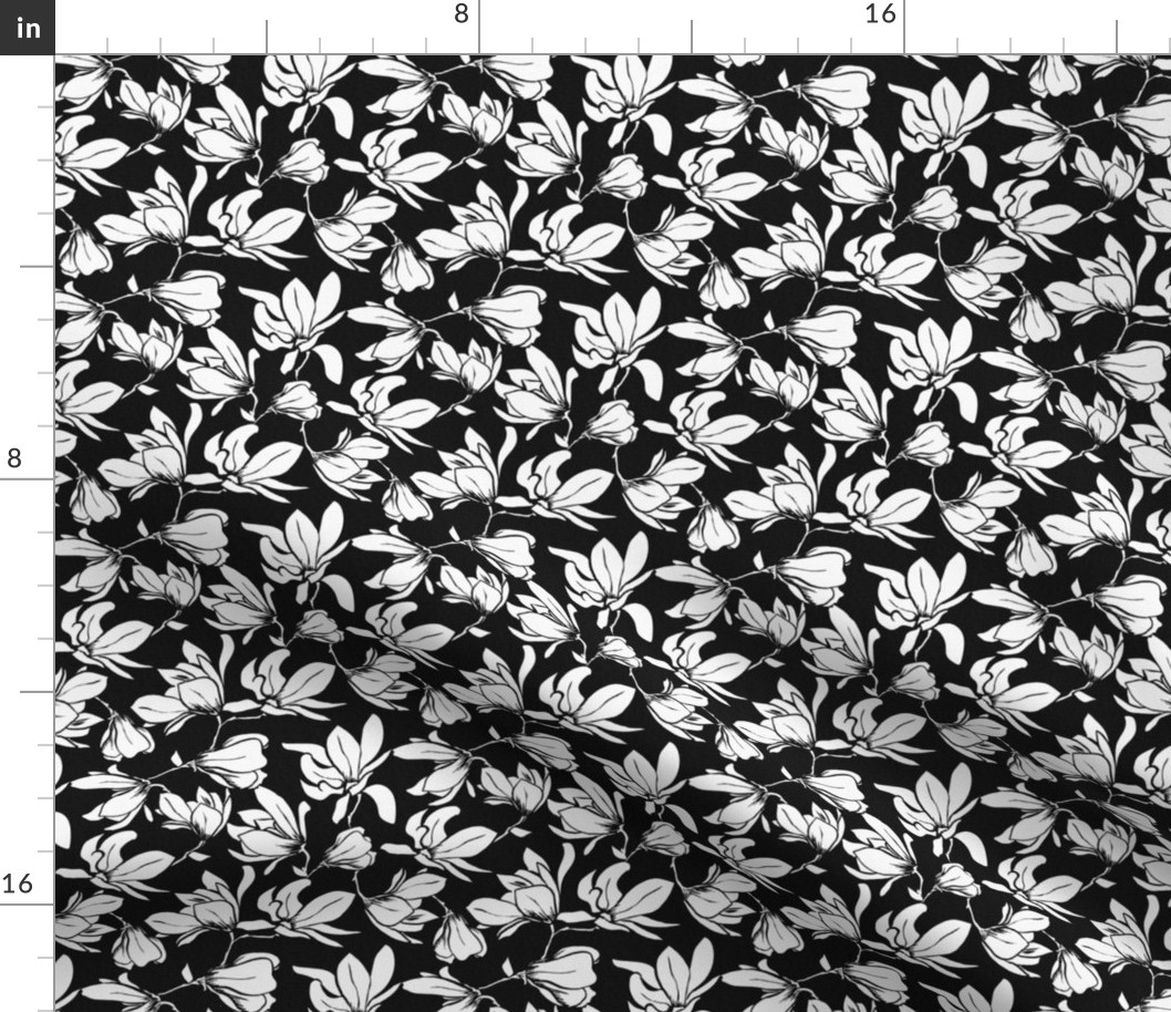 Magnolia Garden Floral - Textured Black and White Small