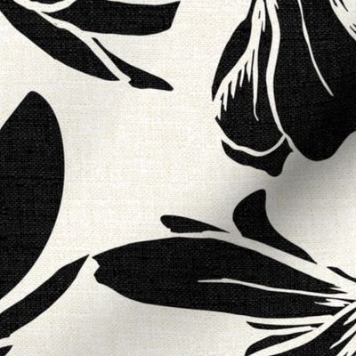 Magnolia Garden Floral - Textured Ivory and Black Jumbo