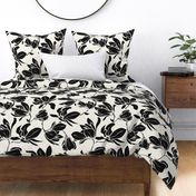 Magnolia Garden Floral - Textured Ivory and Black Jumbo