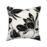 Magnolia Garden Floral - Textured Ivory and Black Jumbo
