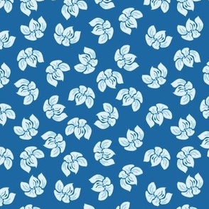 Lotus Flowers Hawaiian | Blue | small scale