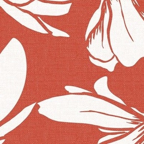 Magnolia Garden Floral - Textured Terra Cotta Red White Jumbo