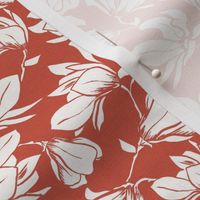 Magnolia Garden Floral - Textured Terra Cotta Red White Small