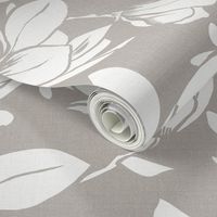 Magnolia Garden Floral - Textured Taupe White Large