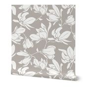Magnolia Garden Floral - Textured Taupe White Large