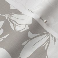 Magnolia Garden Floral - Textured Taupe White Regular