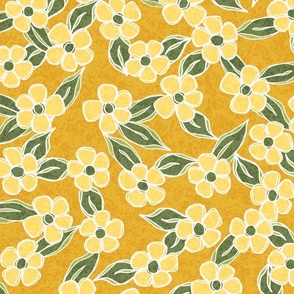 Ditsy Spring Floral Dark Yellow Large