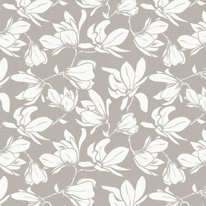 Magnolia Garden Floral - Textured Taupe White Small