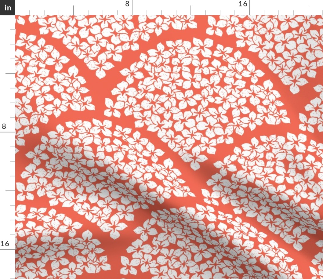 Spring Lilac Flower Scallop Pattern in Red
