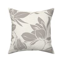 Magnolia Garden Floral - Textured Ivory and Taupe Jumbo