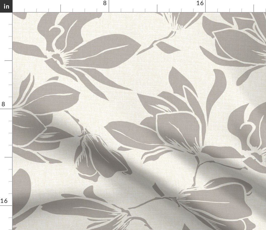 Magnolia Garden Floral - Textured Ivory and Taupe Jumbo