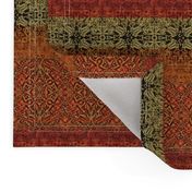 Antique Tapestry Reds with Taupe and Green