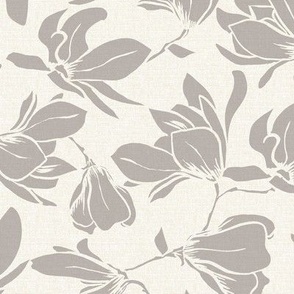 Magnolia Garden Floral - Textured Ivory and Taupe Regular