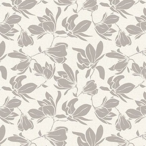 Magnolia Garden Floral - Textured Ivory and Taupe Small