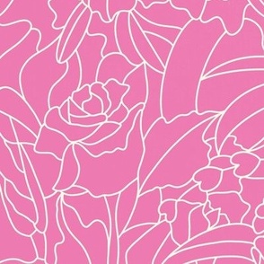 Pink Roses & butterfly's pattern / large