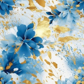 Gold and Blue Floral 
