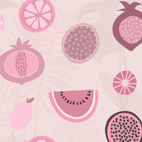  Tropical Fruit Fiesta Summer Pattern Pastel Pink