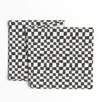 Hand Painted Watercolor Checkers in Black and Off White, 90s Checkerboard 