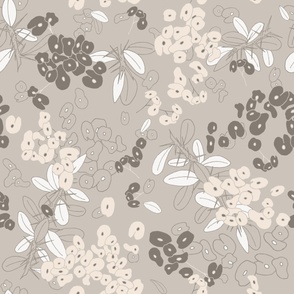 hand-drawn flower with thorns in muted light colors - brown apricot white