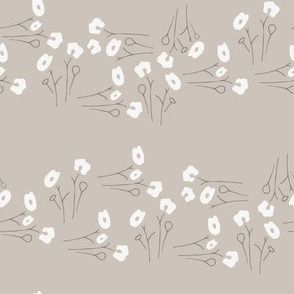 hand-drawn light tan floral in horizontal lines