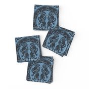 Medieval Sicilian Griffins - black on medium blue