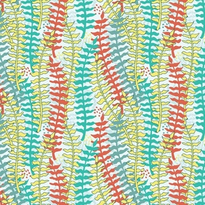 Kupukupu Ferns SwordFerns Teal Yellow Medium Scale Wallpaper Bedding Home Decor Swimwear