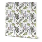 Fern Forest Lavender Tropical Large Scale Wallpaper Home Decor