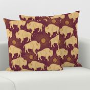 Bison - 12" large - golden and burgundy 