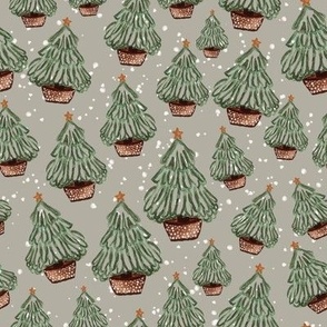 Medium - Watercolour Christmas Tree - Grey Beige