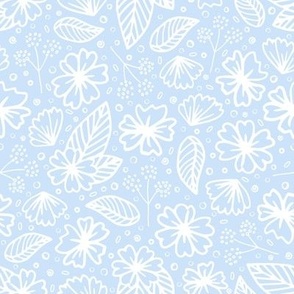 Botanical White on Blue