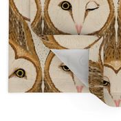 Birds of Prey Woodsy Barn Owls in Natural Tones
